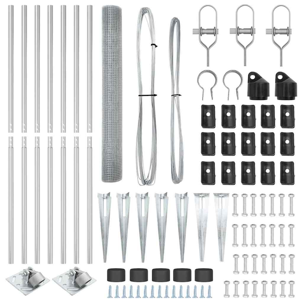 Zaun mit Pfosten Silber 1,2 x 10 m Stahl