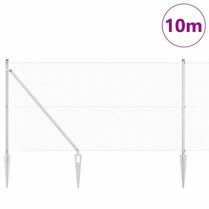 Zaun mit Pfosten Silber 1,2 x 10 m Stahl