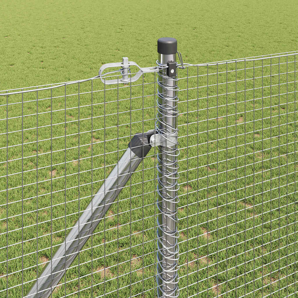 Zaun mit Pfosten Silber 1,2 x 10 m Stahl