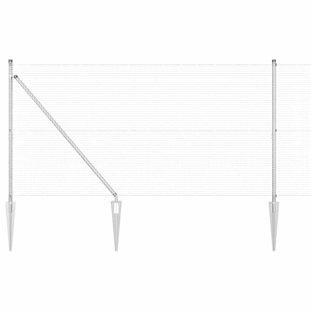 Zaun mit Pfosten Silber 1,2 x 10 m Stahl
