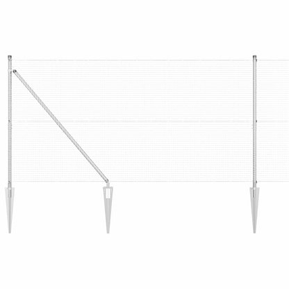 Zaun mit Pfosten Silber 1,2 x 10 m Stahl