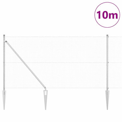 Zaun mit Pfosten Silber 1,2 x 10 m Stahl