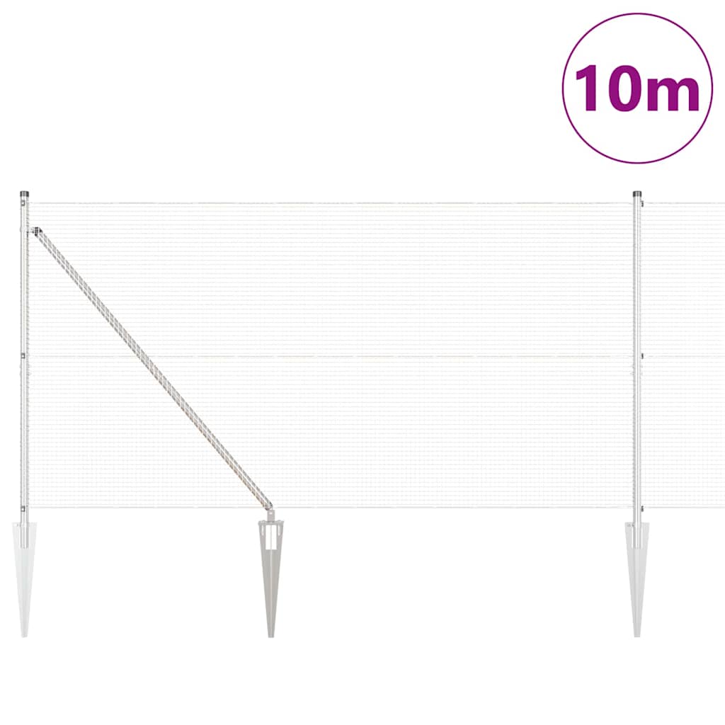 Zaun mit Pfosten Silber 1,4 x 10 m Stahl