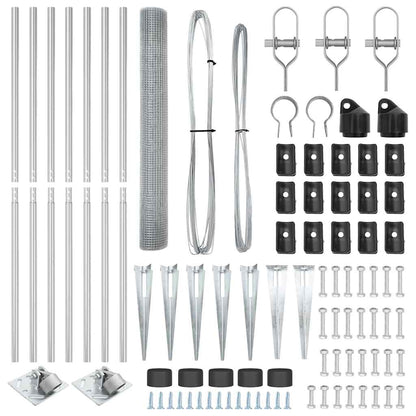 Zaun mit Pfosten Silber 1,4 x 10 m Stahl
