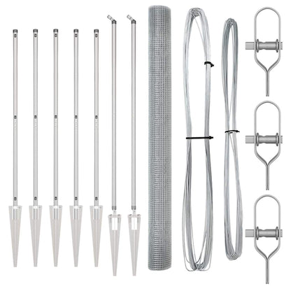 Zaun mit Pfosten Silber 1,5 x 10 m Stahl