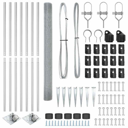 Zaun mit Pfosten Silber 1,5 x 10 m Stahl