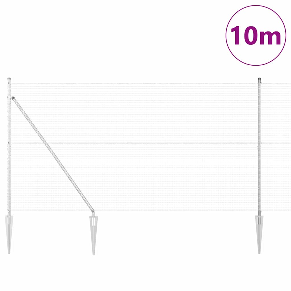 Zaun mit Pfosten Silber 1,5 x 10 m Stahl