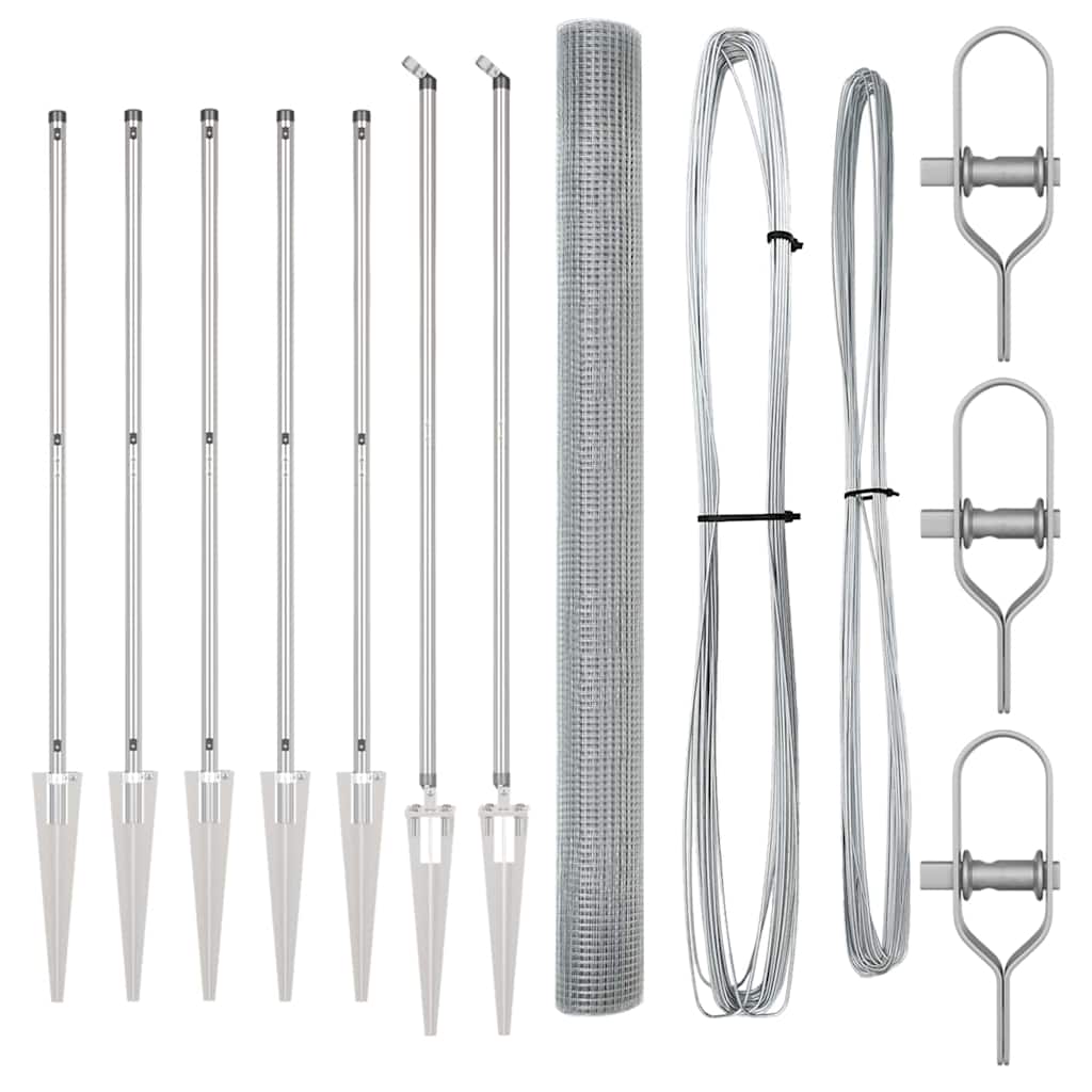 Zaun mit Pfosten Silber 1,6 x 10 m Stahl