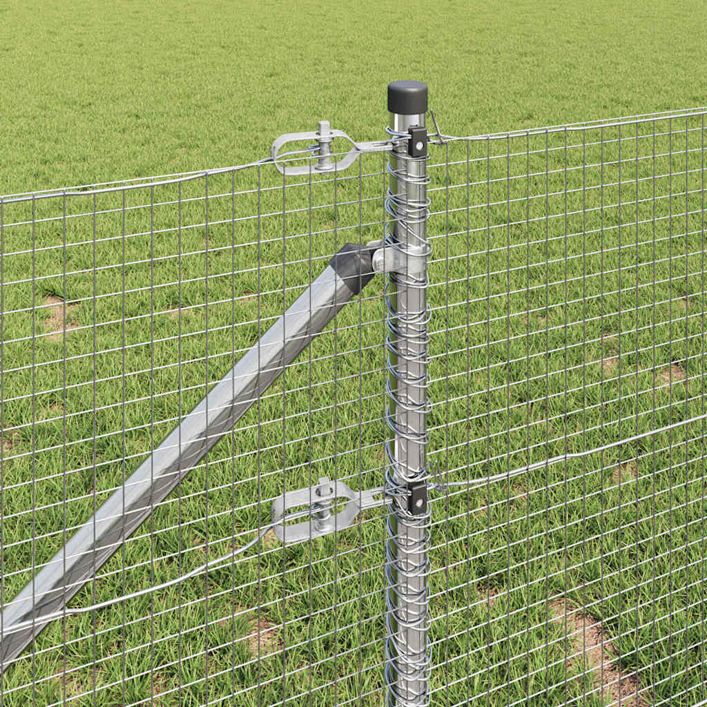 Zaun mit Pfosten Silber 0,6 x 25 m Stahl