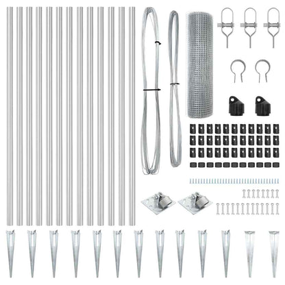 Zaun mit Pfosten Silber 0,6 x 25 m Stahl