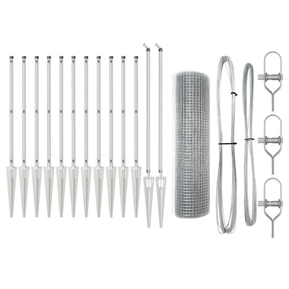 Zaun mit Pfosten Silber 1 x 25 m Stahl