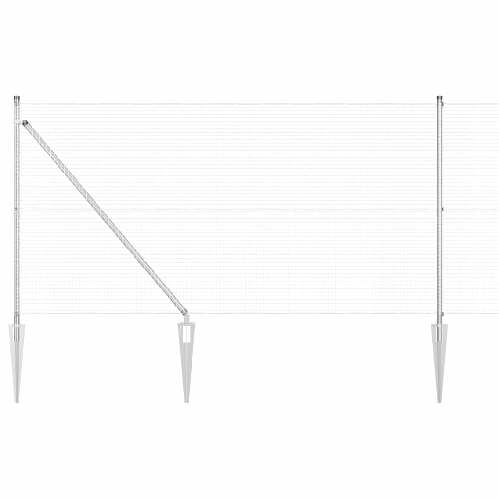 Zaun mit Pfosten Silber 1 x 25 m Stahl