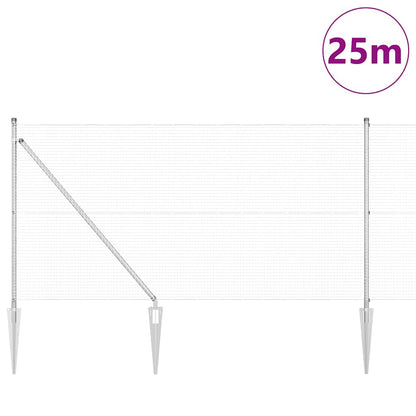 Zaun mit Pfosten Silber 1 x 25 m Stahl