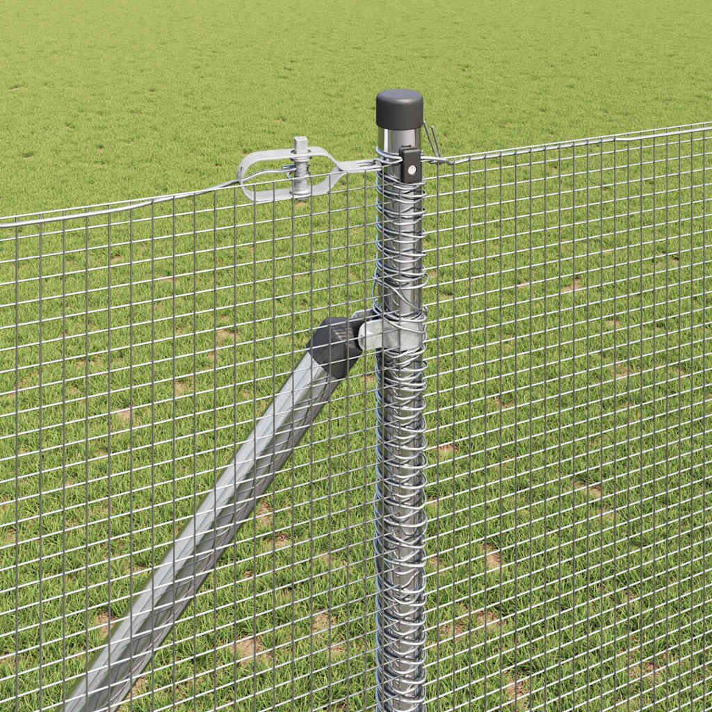 Zaun mit Pfosten Silber 1,2 x 25 m Stahl