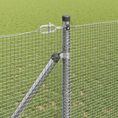 Zaun mit Pfosten Silber 1,2 x 25 m Stahl