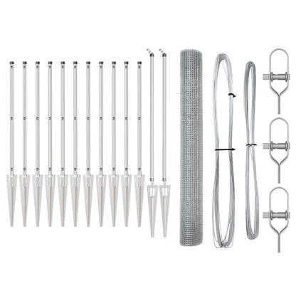 Zaun mit Pfosten Silber 1,2 x 25 m Stahl