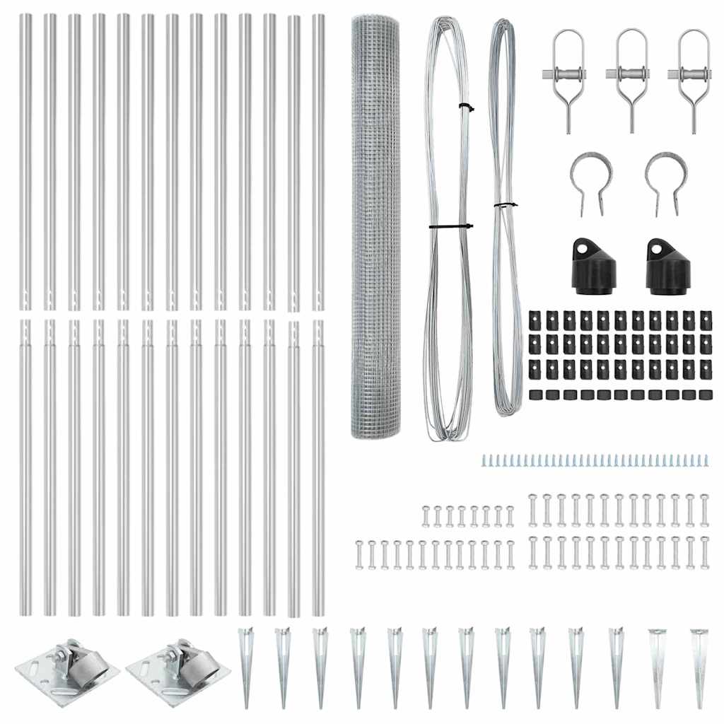 Zaun mit Pfosten Silber 1,2 x 25 m Stahl