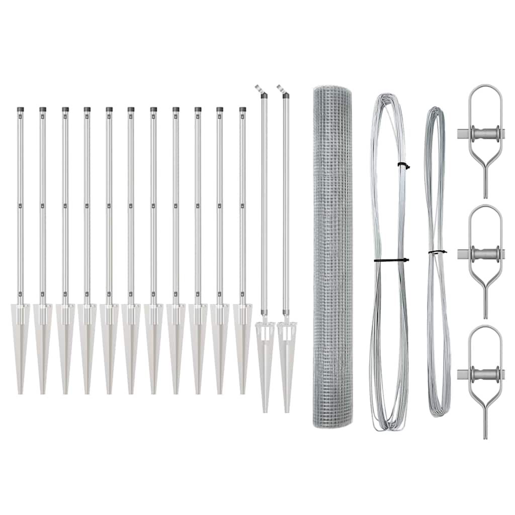 Zaun mit Pfosten Silber 1,2 x 25 m Stahl