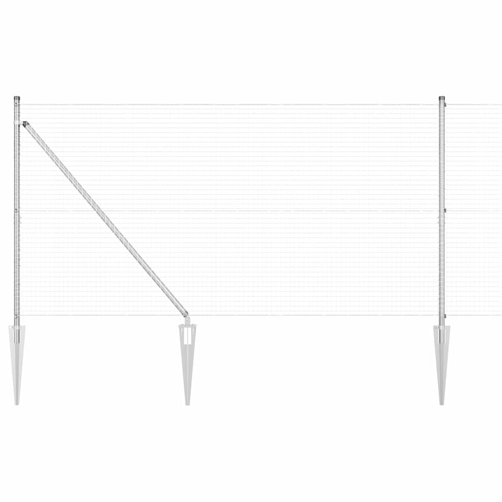 Zaun mit Pfosten Silber 1,2 x 25 m Stahl