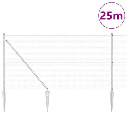 Zaun mit Pfosten Silber 1,4 x 25 m Stahl