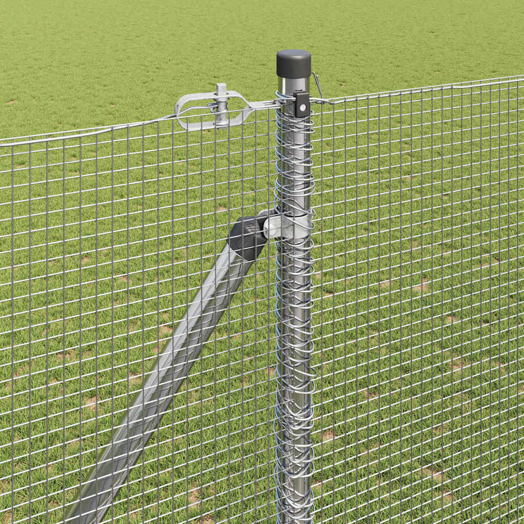 Zaun mit Pfosten Silber 1,5 x 25 m Stahl