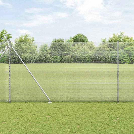 Zaun mit Pfosten Silber 1.5 x 25 m Stahl