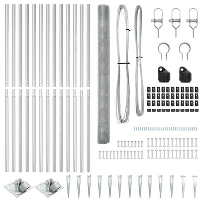 Zaun mit Pfosten Silber 1.5 x 25 m Stahl