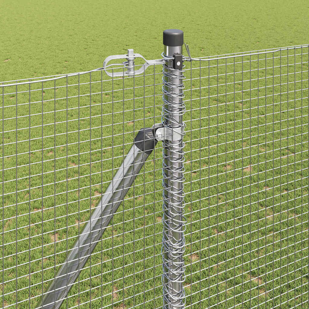 Zaun mit Pfosten Silber 1,5 x 25 m Stahl