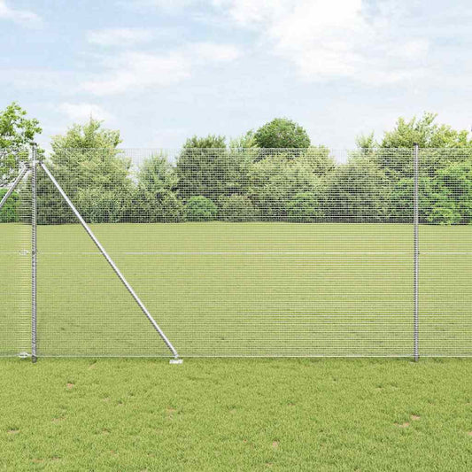 Zaun mit Pfosten Silber 1,5 x 25 m Stahl