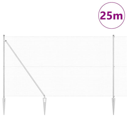 Zaun mit Pfosten Silber 1,5 x 25 m Stahl