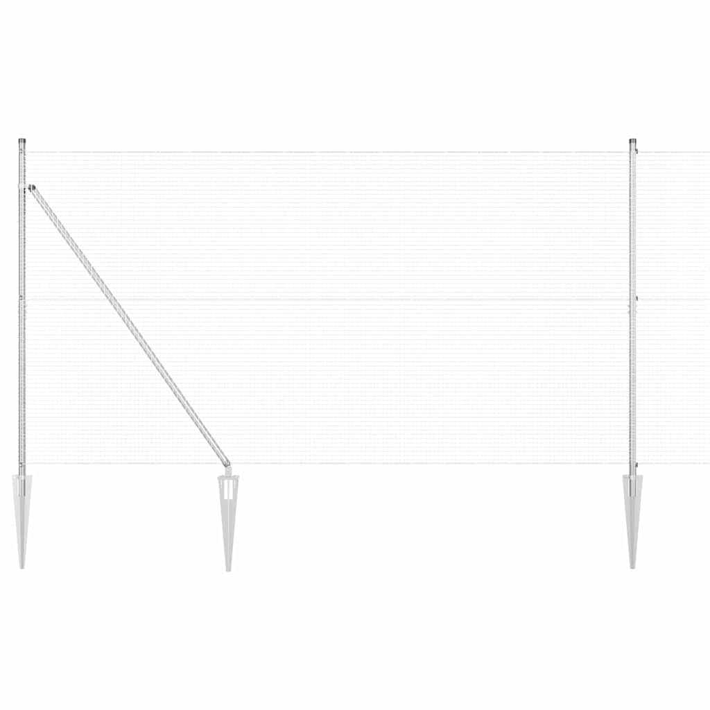 Zaun mit Pfosten Silber 1.5 x 25 m Stahl