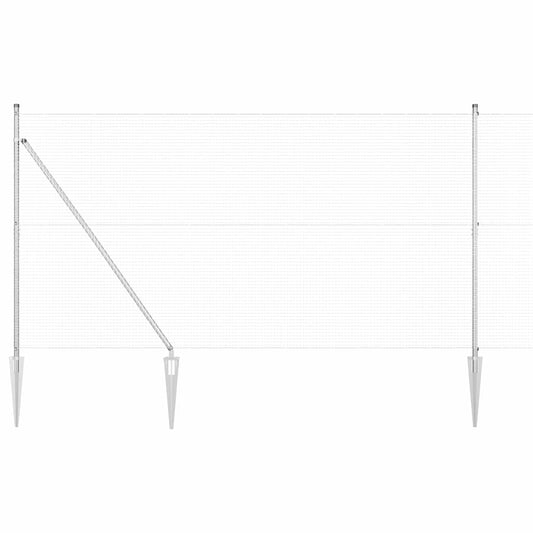 Zaun mit Pfosten Silber 1.5 x 25 m Stahl