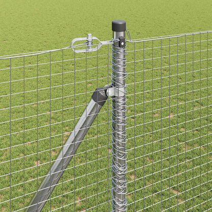 Zaun mit Pfosten Silber 1,5 x 25 m Stahl