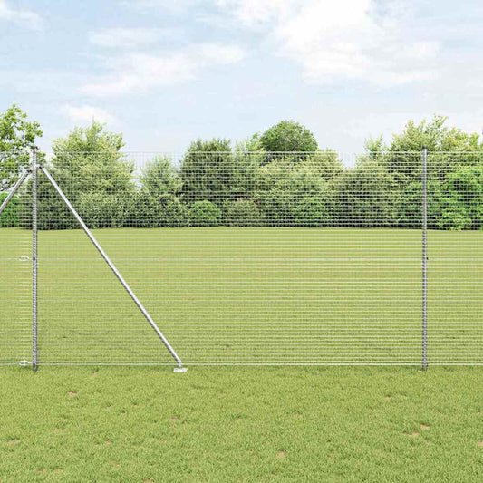 Zaun mit Pfosten Silber 1.5 x 25 m Stahl