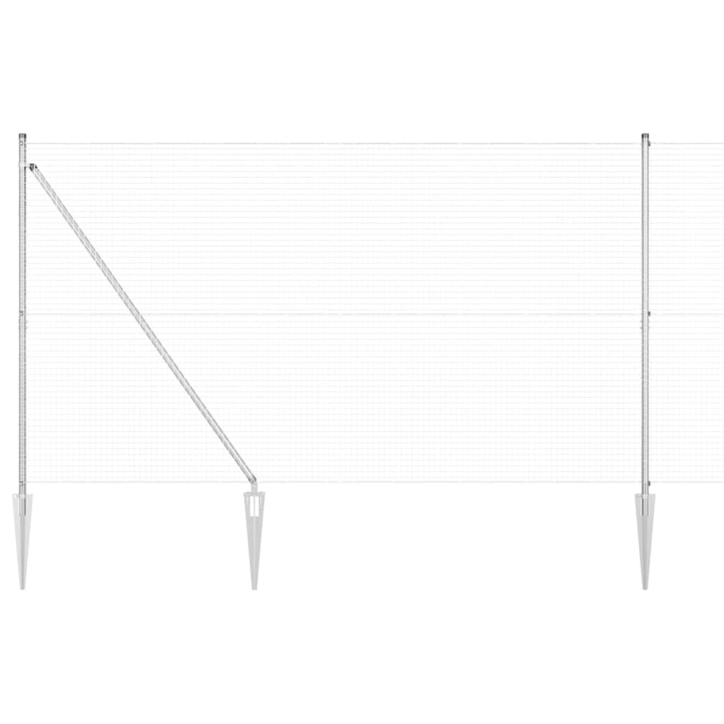 Zaun mit Pfosten Silber 1.5 x 25 m Stahl