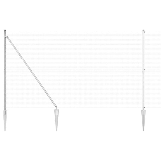 Zaun mit Pfosten Silber 1.5 x 25 m Stahl