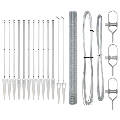 Zaun mit Pfosten Silber 1.6 x 25 m Stahl