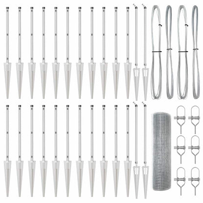 Zaun mit Pfosten Silber 0.4 x 50 m Stahl