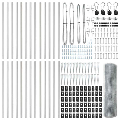 Zaun mit Pfosten Silber 0,5 x 50 m Stahl