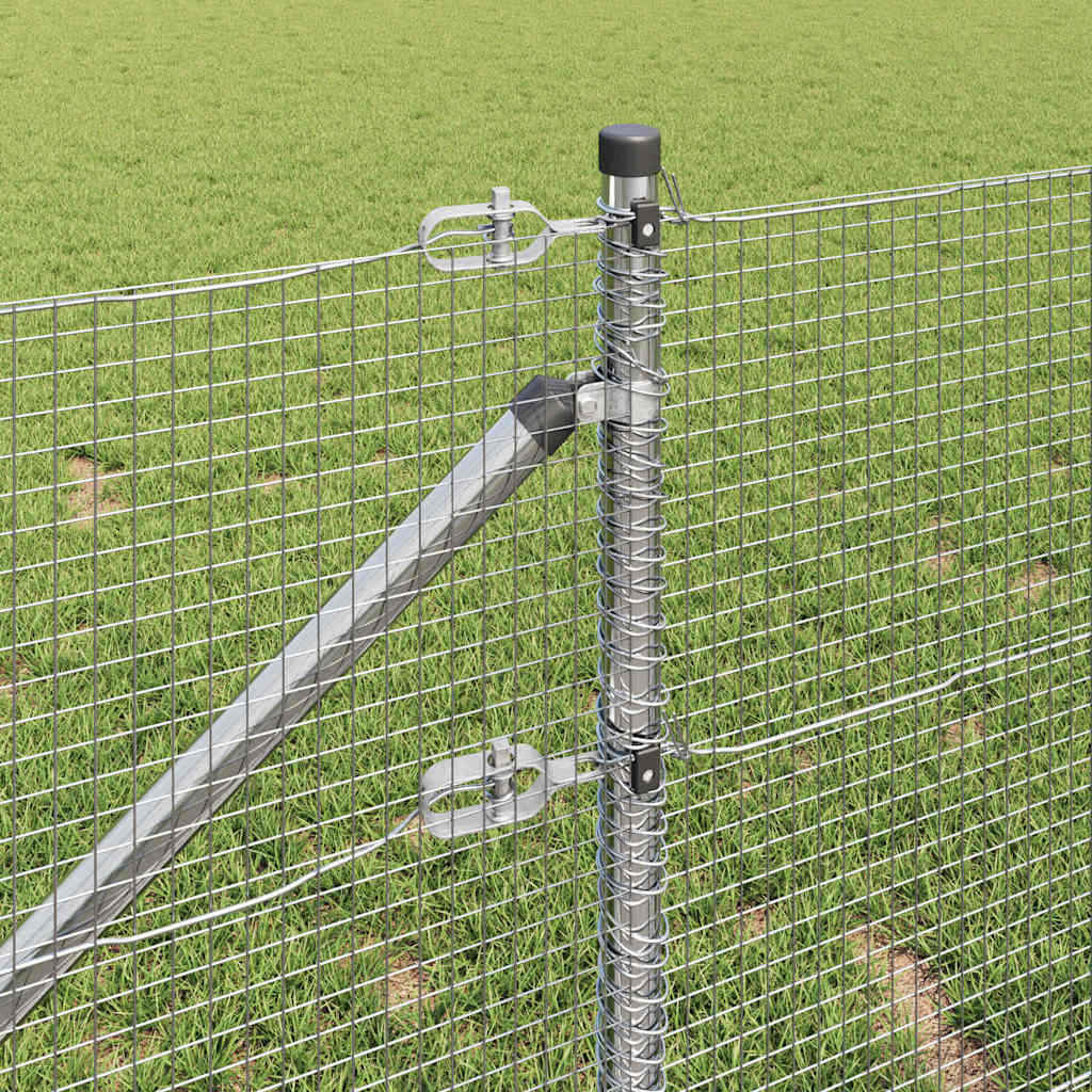 Zaun mit Pfosten Silber 0,5 x 50 m Stahl