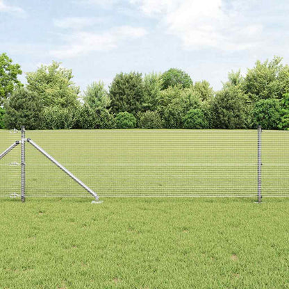 Zaun mit Pfosten Silber 0,5 x 50 m Stahl