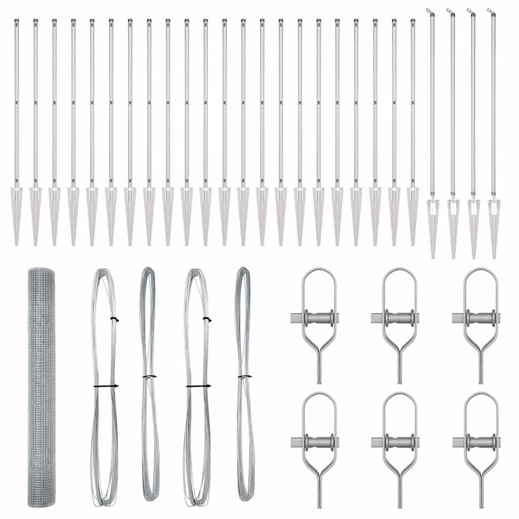 Zaun mit Pfosten Silber 1,2 x 50 m Stahl