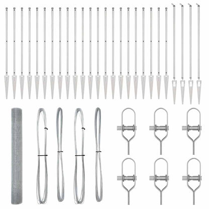 Zaun mit Pfosten Silber 1,2 x 50 m Stahl