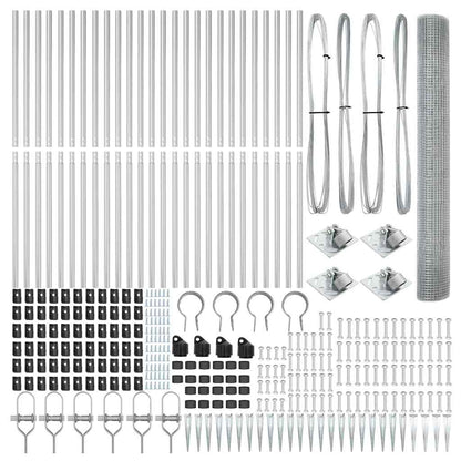Zaun mit Pfosten Silber 1,2 x 50 m Stahl