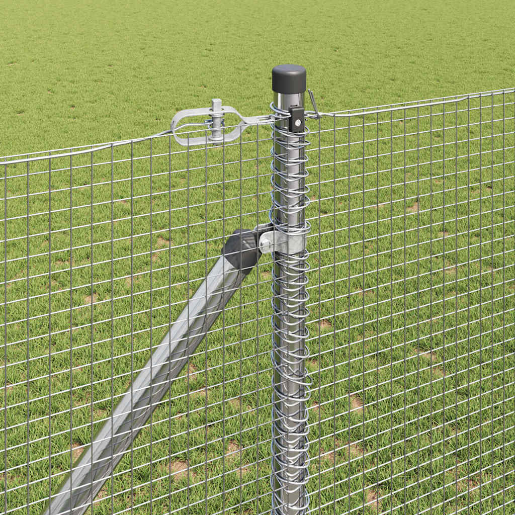 Zaun mit Pfosten Silber 1,2 x 50 m Stahl