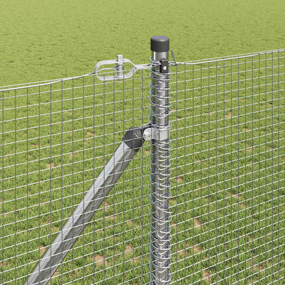 Zaun mit Pfosten Silber 1,2 x 50 m Stahl