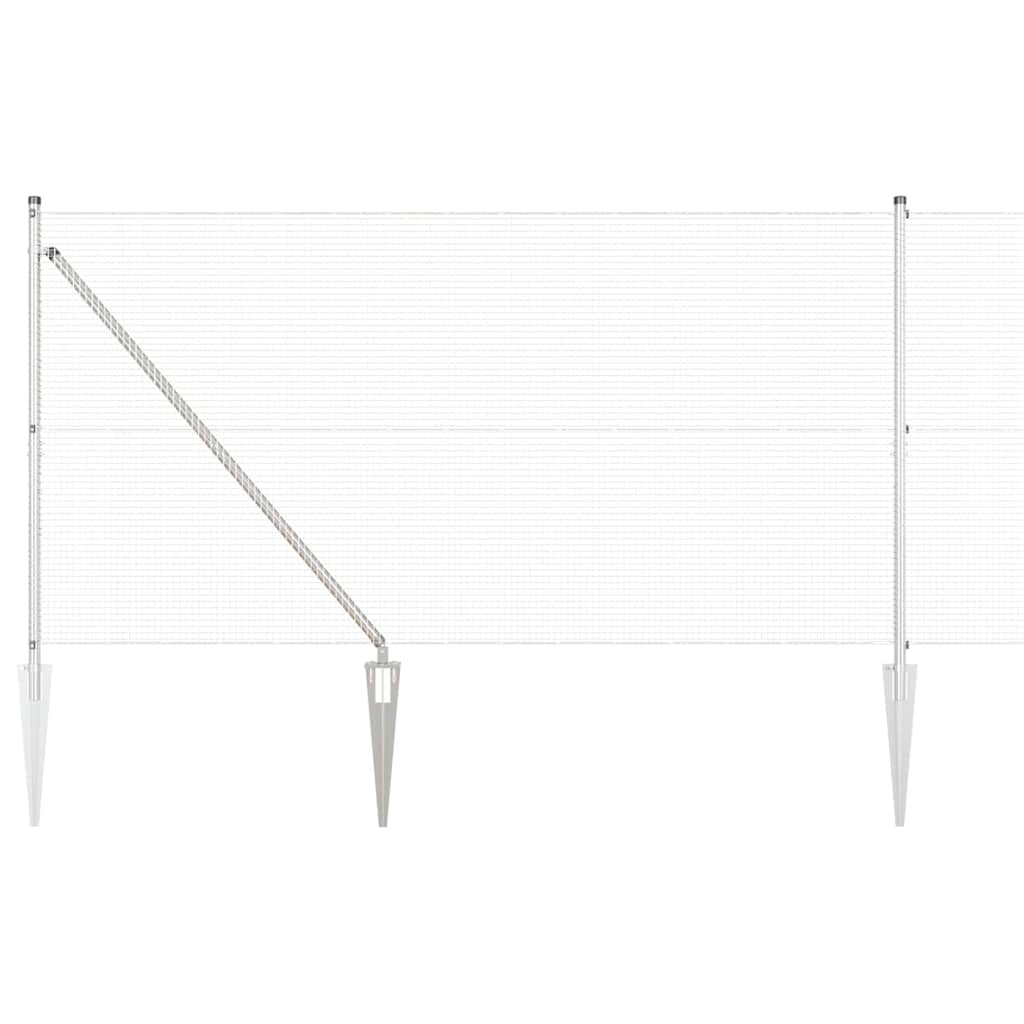 Zaun mit Pfosten Silber 1,4 x 50 m Stahl