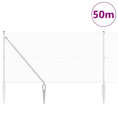 Zaun mit Pfosten Silber 1,4 x 50 m Stahl