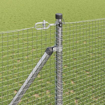 Zaun mit Pfosten Silber 1,4 x 50 m Stahl