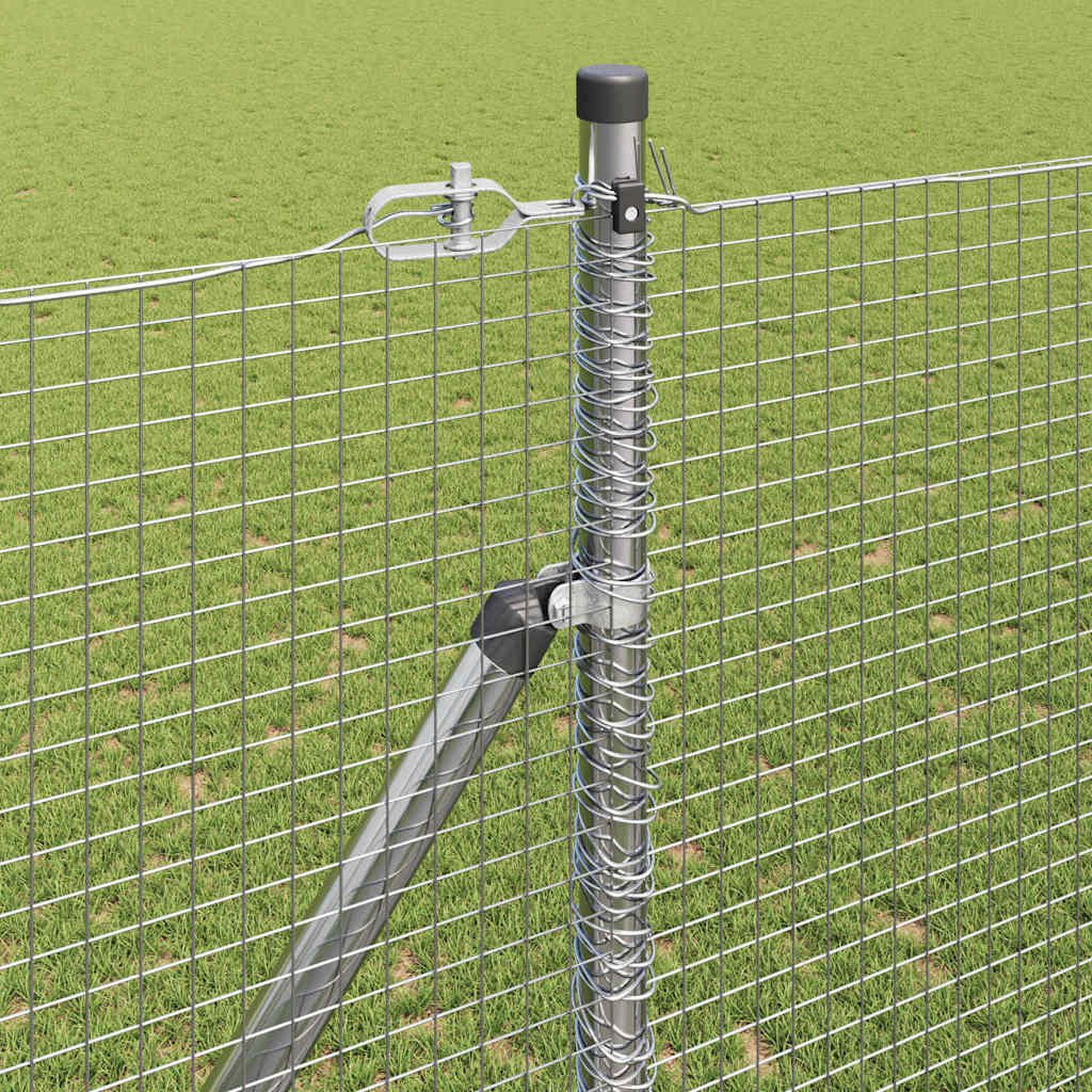 Zaun mit Pfosten Silber 1,5 x 50 m Stahl